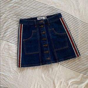 Striped A-Lone Denim Skirt